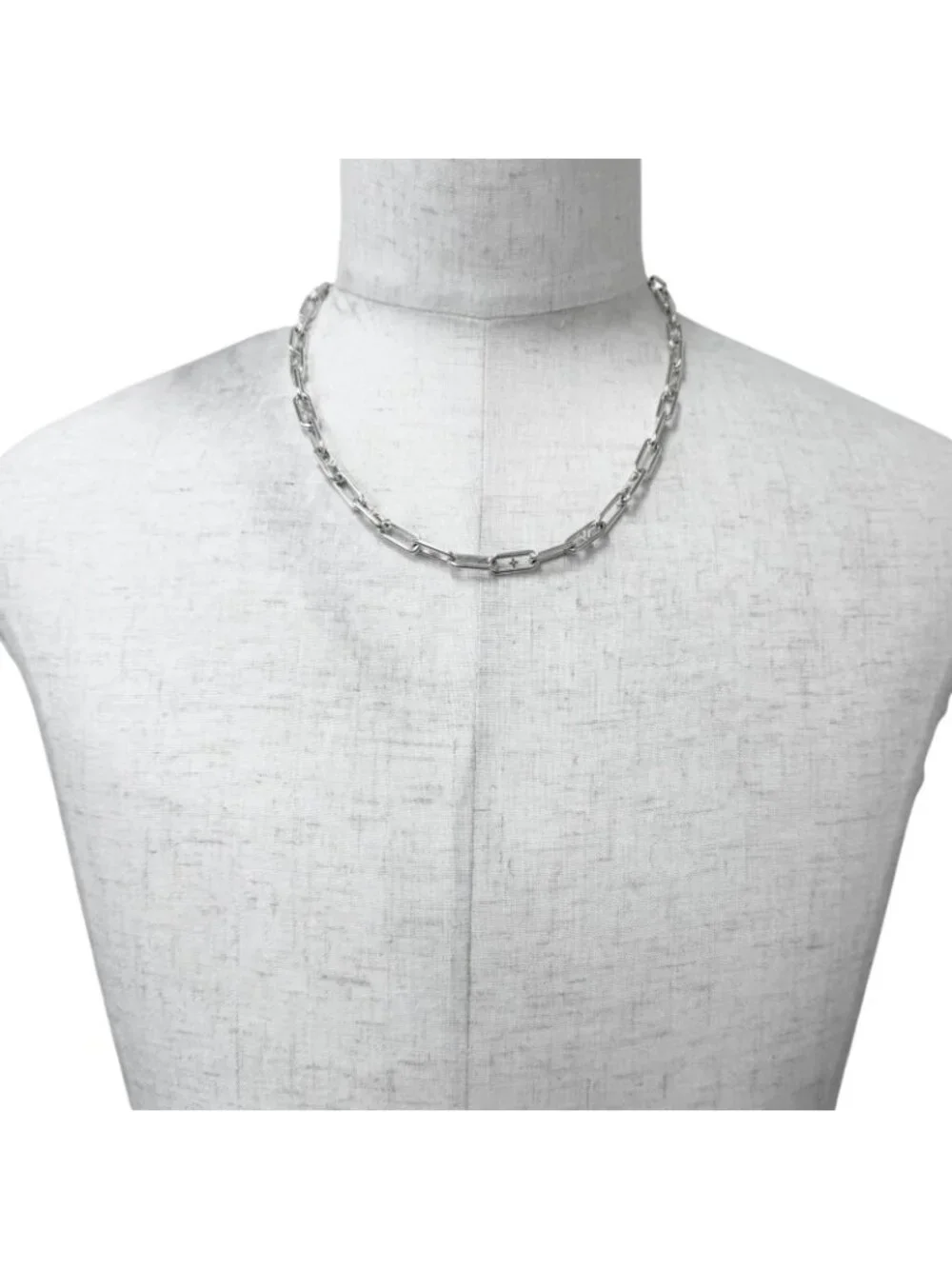Louis Vuitton Sleek Monogram Necklace Silver